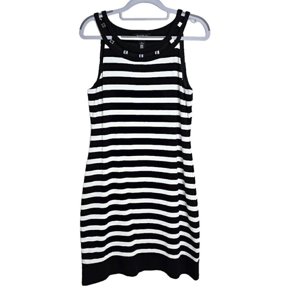 WHITE HOUSE BLACK MARKET Sleeveless Dress size S 4-6 BLACK WHITE STRIPE Summer